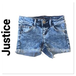 JUSTICE Acid Wash Denim Cutoff Shorts size 7